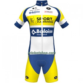 Fietskleding (Fietsshirt + Korte Koersbroek) 2022 Sport Vlaanderen-Baloise - Geel Blauw Wit